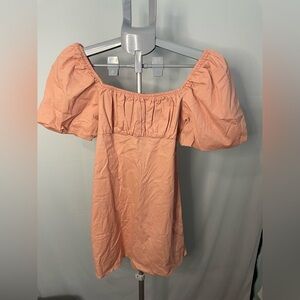 Forever 21 Poplin Puff Sleeves Pink Dress Size small